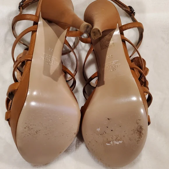 Valentino Garavani Tan Leather High-heeled Sandals - Picture 3 of 10